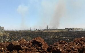 قوات الأسد تحرق المحاصيل الزراعية في ريف حمص الشمالي للتضييق…