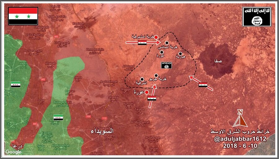 مواقع تنظيم داعش في ريف محافظة السويداء